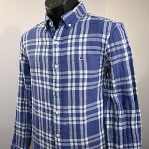 Vineyard Vines Light Flannel Shirt Mens Size Small Plaid Long Sleeve Button Up